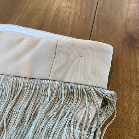 Jay Godfrey Mini Silk Fringe Strapless Dress Tan - Picture 10 of 12